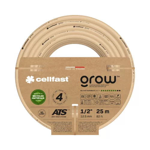 CELLFAST Locsolótömlő 4 rétegű GROW 1/2"  25 m - Újrahasznosított