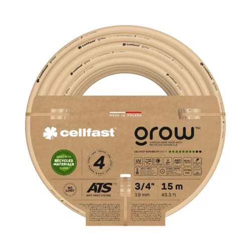 CELLFAST Locsolótömlő 4 rétegű GROW 3/4" 15 m - Újrahasznosított
