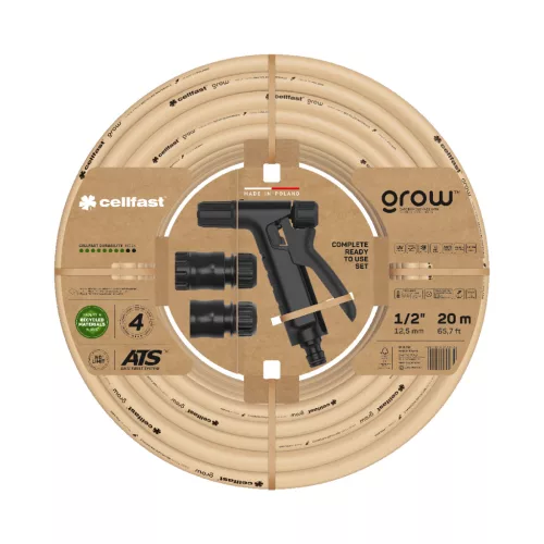 CELLFAST Locsolótömlő 4 rétegű GROW SET 1/2" 20 m - Újrahasznosított