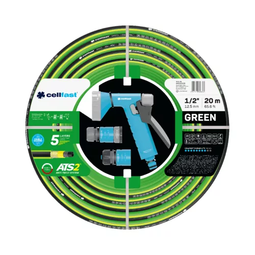 CELLFAST Locsolótömlő 5 rétegű GREEN SET 1/2" 20 m