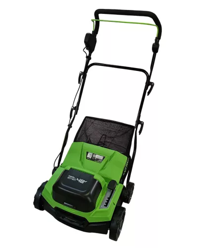 Greenworks GD2X24SC38II akkumulátoros gyepszellőztető 48 V (2 × 24 V), 38 cm, gyűjtővel (akku és töltő nélkül) 2519307-GW