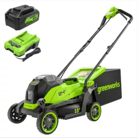Greenworks MO24L411-01 akkumulátoros fűnyíró 24 V, 33 cm (4 Ah akkumulátorral és 2 A töltővel) 2520107UB-GW