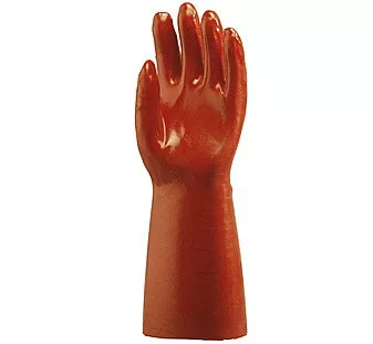 Védőkesztyű Vygen 40cm-es bordó sav lúg olajálló higiénikus gesztenyebarna 10