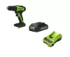 Greenworks GD24DD35K2 akkumulátoros fúró-csavarozó 24 V, 35 Nm (akkuval és töltővel) 3704007UA-GW
