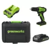 Greenworks GD24DD35K2 akkumulátoros fúró-csavarozó 24 V, 35 Nm (akkuval és töltővel) 3704007UA-GW