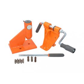 Fűrészlánc szegecs kinyomó és szegecselő készülék