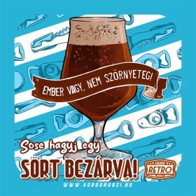   Retro poháralátét - Ember vagy, nem szörnyeteg! Sose hagyj egy sört bezárva! - kék - 9,5x9,5 cm