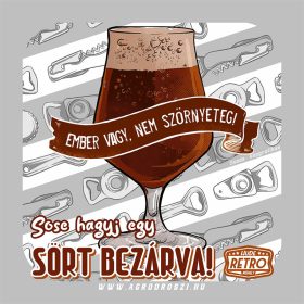   Retro poháralátét - Ember vagy, nem szörnyeteg! Sose hagyj egy sört bezárva! - szürke - 9,5x9,5 cm