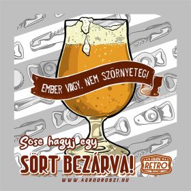   Retro poháralátét - Ember vagy, nem szörnyeteg! Sose hagyj egy sört bezárva! - szürke - 9,5x9,5 cm