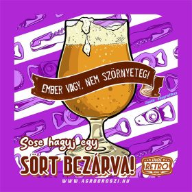   Retro poháralátét - Ember vagy, nem szörnyeteg! Sose hagyj egy sört bezárva! - lila - 9,5x9,5 cm