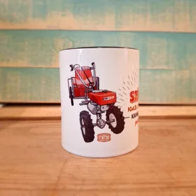Retro bögre - Szívem igazi dobogása kapálógépem pufogása - fekete bögre B009-2