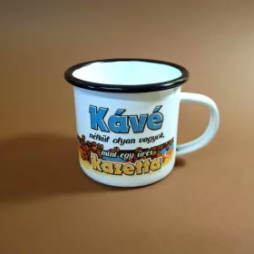 Retro fémbögre - Kávé nélkül, olyan vagyok, mint egy üres kazetta - fekete perem B015-1-F