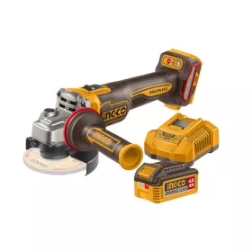 INGCO Akkus sarokcsiszoló 125 mm szénkefe nélküli 20 V (1 x 4,0 Ah akku + töltő) CAGLI2120273E