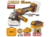 INGCO Akkus sarokcsiszoló 125 mm szénkefe nélküli 20 V (1 x 4,0 Ah akku + töltő) CAGLI2120273E