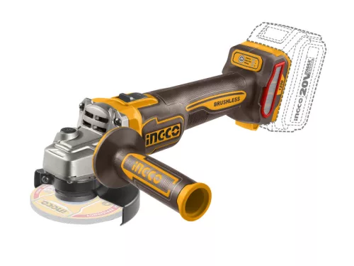 INGCO Akkus sarokcsiszoló 125 mm szénkefe nélküli 20 V (akku és töltő nélkül) CAGLI221253E