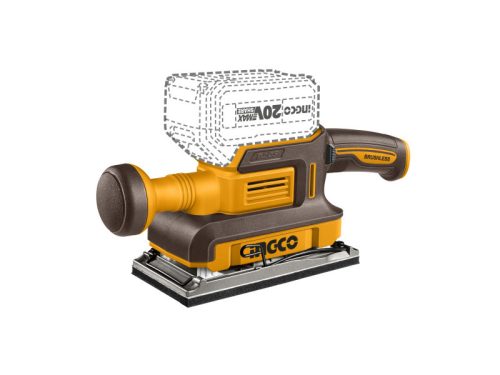 INGCO Akkus rezgőcsiszoló szénkefe nélküli 20 V (akku és töltő nélkül)