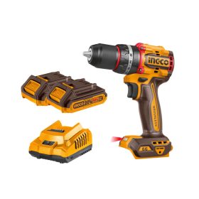   INGCO Akkus ütvefúró-csavarozó 66 Nm szénkefe nélküli 20 V (2 x 2,0 Ah akku + töltő)