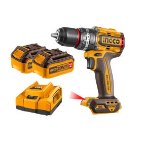   INGCO Akkus ütvefúró-csavarozó 96 Nm szénkefe nélküli 20 V (2 x 4,0 Ah akku + töltő)