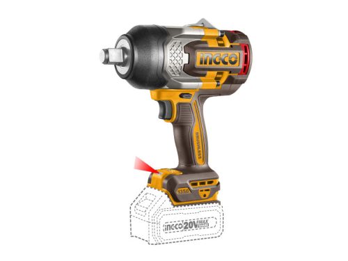 INGCO Akkus ütvecsavarozó 3/4" 1350 Nm szénkefe nélküli 20 V (akku és töltő nélkül)