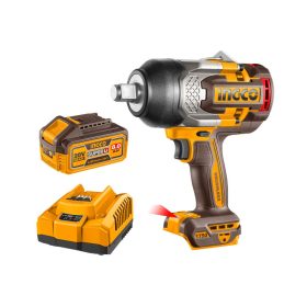   INGCO Akkus ütvecsavarozó 3/4" 1750 Nm szénkefe nélküli 20 V (2 x 8,0 Ah akku + töltő)