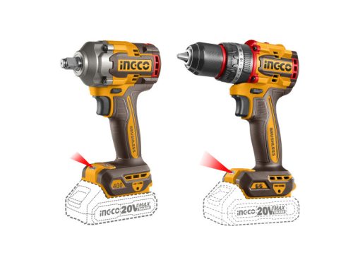 INGCO Akkus erőcsomag 20 V Ütvefúró-csavarozó 66 Nm+Ütvecsavarozó 1/2" 405 Nm (2 db akku + töltő)