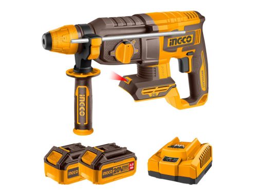 INGCO Akkus kombikalapács 2,5 J SDS-Plus szénkefe nélküli 20 V (2 x 4,0 Ah akku + töltő)