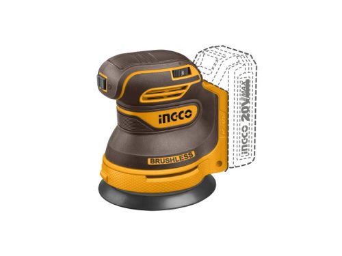 INGCO Akkus excentercsiszoló szénkefe nélküli 20 V (akku és töltő nélkül)