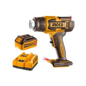   INGCO Akkus hőlégfúvó 550°C LCD kijelző 20 V (1 x 5,0 Ah akku + töltő)