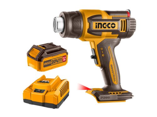 INGCO Akkus hőlégfúvó 550°C LCD kijelző 20 V (1 x 5,0 Ah akku + töltő)