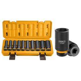   INGCO Gépi hosszú dugókulcs készlet 10 részes 1/2" 10-24 mm CrMo