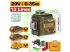INGCO Akkus 3D szintező lézer 0-35 m zöld lézerrel, távirányítóval 20 V (akku és töltő nélkül) HLL3012165E