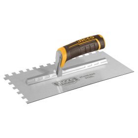   INGCO Fogazott glettvas 130 x 280 mm inox 10 x 10 mm lágy fogantyús