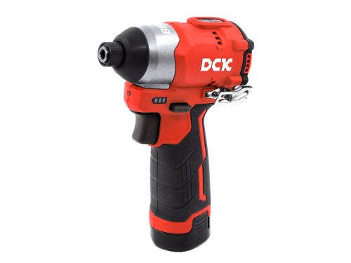 DCK Akkus ütvecsavarozó 1/4" 140 Nm szénkefe nélküli 12 V (2 x 2,0 Ah akku + töltő)