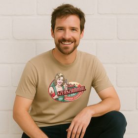    HuDe Retro póló - kicsi szerszámmal is lehet nagyot alkotni - homok