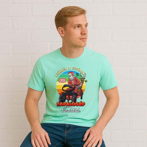  HuDe Retro póló - Ajándék a futóban, kapálógép turbóban - menta