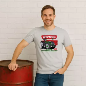  HuDe Retro póló - DutrA UE-28 - több mint egy gép, egy korszak jelképe - világosszürke melírozott P091-03-M