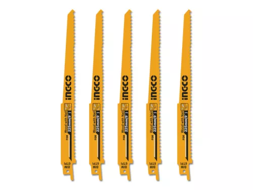 INGCO Szablyafűrészlap 225 mm 6 TPI szöges fára BIM (5 db)