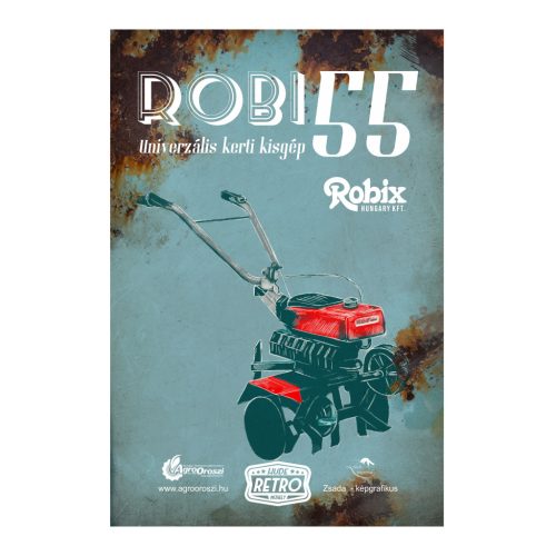 Retro fémtábla - Robi 55 - univerzális kerti kisgép - kék - A4 - 20x30 cm  - PREMIUM