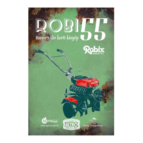 Retro fémtábla - Robi 55 - univerzális kerti kisgép - zöld - A4 - 20x30 cm  - PREMIUM