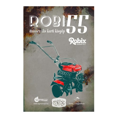 Retro fémtábla - Robi 55 - univerzális kerti kisgép - szürke - A4 - 20x30 cm - PREMIUM