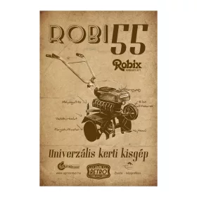 Retro fémtábla - Robi 55 - univerzális kerti kisgép - antik barna - A4 - 20x30 cm  T001-5-A4