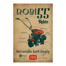 Retro fémtábla - Robi 55 - univerzális kerti kisgép - antik piros - A4 - 20x30 cm   T001-6-A4
