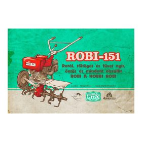   Retro fémtábla - Robi 151 - rotál töltöget és füvet nyír - türkiz - A4 - 20x30 cm  