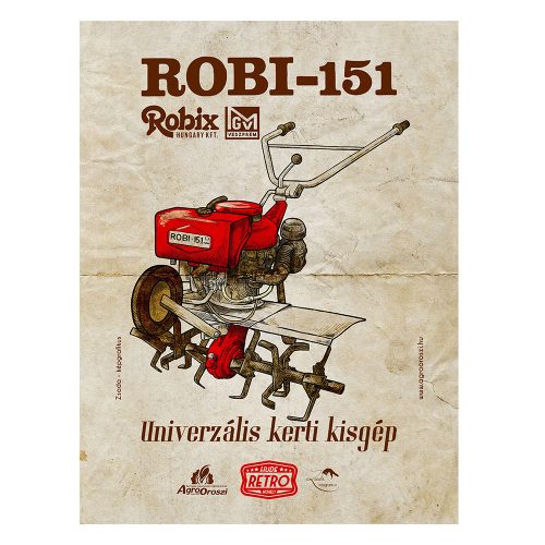 Retro fémtábla - Robi 151 - univerzális kerti kisgép - piros - A3 - 30x40 cm - PREMIUM