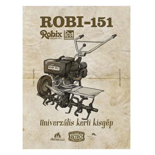 Retro fémtábla - Robi 151 - univerzális kerti kisgép - barna - A3 - 30x40 cm - PREMIUM