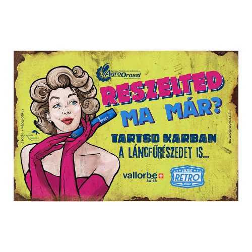 Retro fémtábla - Reszelted ma már - sárga - A4 - 20x30 cm - PREMIUM