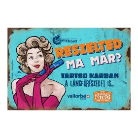   Retro fémtábla - Reszelted ma már - türkiz - A4 -20x30 cm