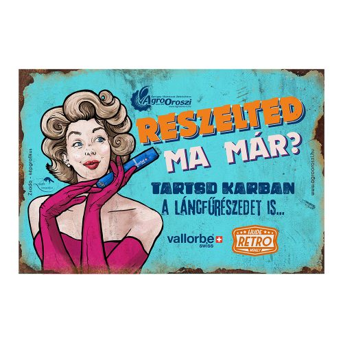 Retro fémtábla - Reszelted ma már - türkiz - A4 -20x30 cm - PREMIUM