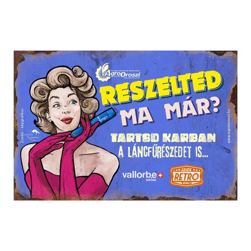 Retro fémtábla - Reszelted ma már - kék - A4 -20x30 cm PREMIUM