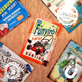Retro hűtőmágnes - A fűnyíró nem kűnyíró - piros - 6x9 cm T010-3-M